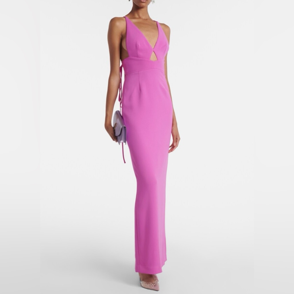 Solace London Hot Pink Maxi Dress With V-Neck